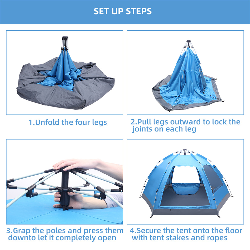 Cheap Goat Tents Camping Tent Waterproof Six sided Single layer Double door Double window Hydraulic Tent For Outdoor Hiking Travel   
